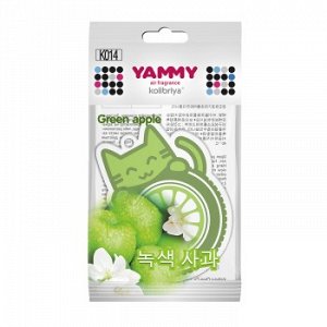 Ароматизатор подвес. "Yammy" картон с пропиткой Котик "Green Apple"