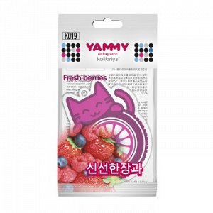 Ароматизатор подвес. "Yammy" картон с пропиткой Котик "Fresh Berries" (1/200) K019