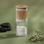 Органайзер д/ват дисков и палочек 2секц с крышк BAMBOO d7*18.5см к/кор накл QF 9880056