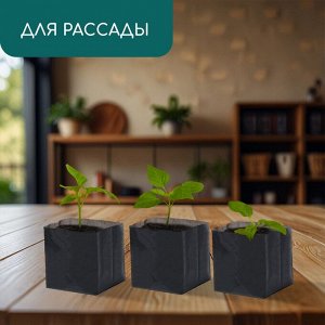 Пакет для рассады, 600 мл, 8x14 см, полиэтилен, толщина 50 мкм, с перфорацией, чёрный, Greengo