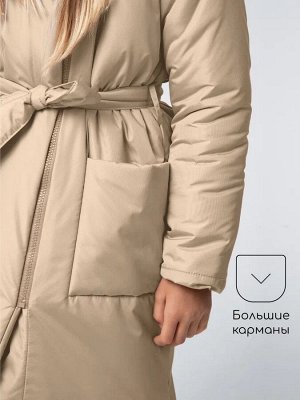 Пальто зимнее для девочек AmaroBaby SNUGGLY, бежевый