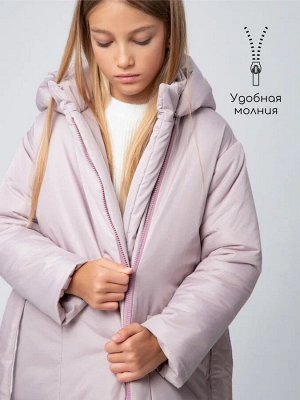 Пальто зимнее для девочек AmaroBaby SNUGGLY, пудровый