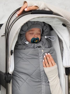 Конверт стеганый детский зимний Amarobaby HEAT, серый, размер 85