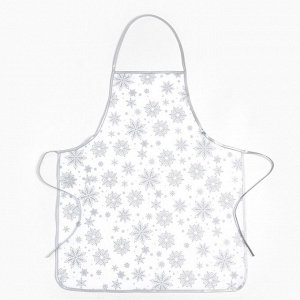 Кухонный набор Доляна Снежинки серебро, прихватка 17*17 см, варежка 26*16 см,фарт.70*80 см 100% п/э