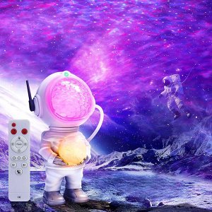 Проектор звездного неба Goodly Starry Sky Projector Космонавт, ночник детский для сна, настольный светильник, светодиодный, лазерный режим, несколько проекций, пульт управления, белый