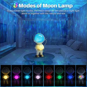 Проектор звездного неба Goodly Starry Sky Projector Космонавт, ночник детский для сна, настольный светильник, светодиодный, лазерный режим, несколько проекций, пульт управления, белый