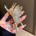 Новая металлическая  заколка-бабочка со стразами