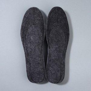 Стельки для обуви, утеплённые, универсальные, р-р RU до 46 (р-р Пр-ля до 47), 29 см, пара, цвет серы