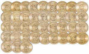Набор 39 монет «президентские доллары сша»