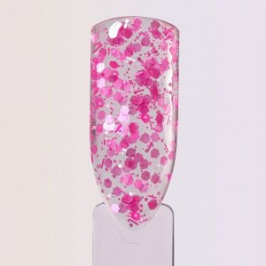 Гель для наращивания, с блёстками, трехфазный, 15 г, LED/UV, прозрачный, розовый