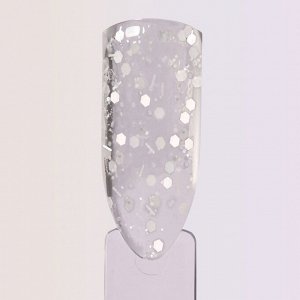 Гель для наращивания, с блёстками, трехфазный, 15 г, LED/UV, прозрачный, белый