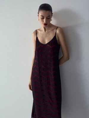 Платье миди из кружева, PL1700/sway bordo