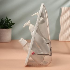 Органайзер для хранения косметики, 3 секции, 16.2x13.5x33.5 см, белый, прозрачный