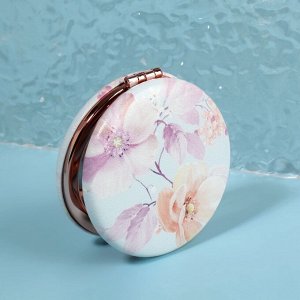 Зеркало складное «Цветочки», d = 7,5 см, с увеличением, искусственная кожа, рисунок МИКС