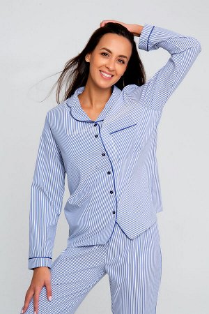 Костюм домашний с брюками и рубашкой 340BLU