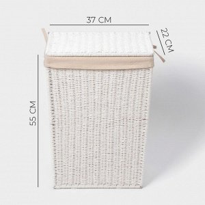 Корзина для белья LaDо*m «Классика», прямоугольная, 37*22*55 см, белая