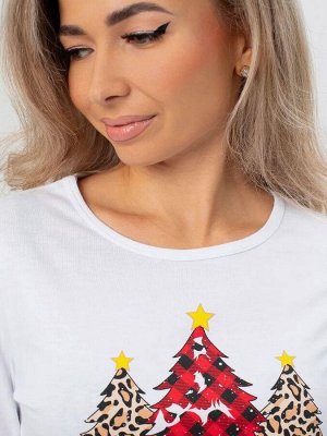 Пижама женская, модель 162, трикотаж (Нарядные ёлочки)