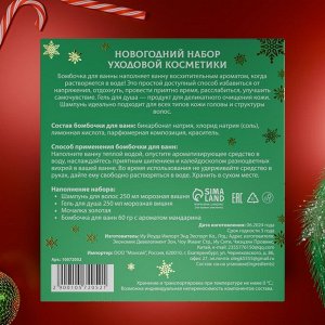 Новогодний подарочный набор косметики «Снежное царство», с ароматом вишни и корицы. Зеленая серия
