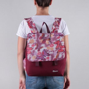 Рюкзак молодёжный, с косметичкой, отдел на молнии, цвет бордовый