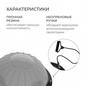 Полусфера BOSU гимнастическая ONLYTOP, массажная, с насосом, 46х20 см, цвет серый