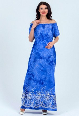 синий Очаровательное летнее макси-платье выполнено из стопроцентного хлопка. Оригинальная, как будто слегка неравномерная окраска ткани платья-это настоящий тренд сезона, характерный для модных вещей 
