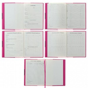 Дневник универсальный для 1-11 классов METROPOL, гибкая обложка, искусственная кожа, тонированный блок 70 г/м2, 48 листов, розовый
