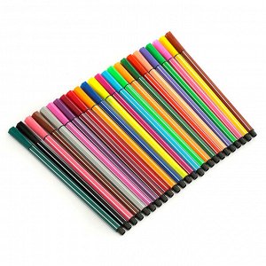 Фломастеры, 24 цвета, в пластиковом пенале, вентилируемый колпачок, «Полоски», МИКС