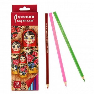Карандаши 18 цветов "Русский карандаш. Фольклор", шестигранные, длина 175мм, ok 6.4мм