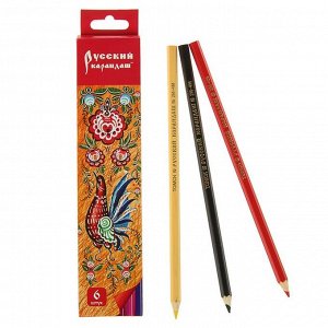 Карандаши 6 цветов "Русский карандаш. Фольклор", шестигранные, ok 6.4мм