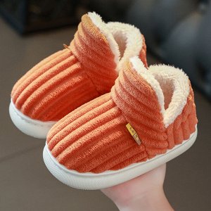 Тапочки домашние детские теплые, меховые, с задником