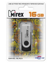 USB2.0 FlashDrives16Gb Mirex SWIVEL BLACK