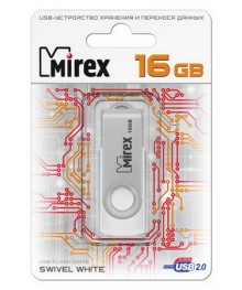 USB2.0 FlashDrives16Gb Mirex SWIVEL WHITE