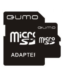 Пам.MicroSDHC, 4Gb QUMO (Class 4) + переходник SD, бело-зелён картон упаковка
