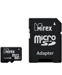 Пам.MicroSDHC,16Gb Mirex (Class 10 UHS-I) + переходник SD