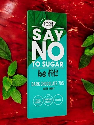Горький шоколад без сахара с экстрактом мяты «Smart Formula» Dark with mint, 90 г