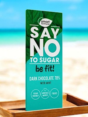 Горький шоколад без сахара с экстрактом мяты «Smart Formula» Dark with mint, 90 г