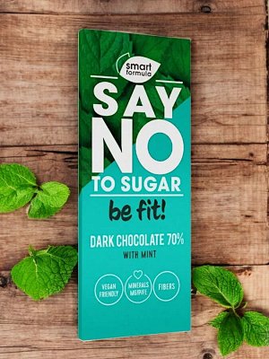 Горький шоколад без сахара с экстрактом мяты «Smart Formula» Dark with mint, 90 г