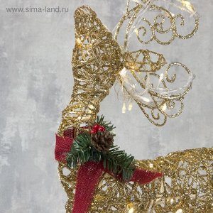 Светодиодная фигура «Олень золотистый» 40x60x18 см, металл, 220 В, свечение тёплое белое