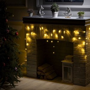 Гирлянда «Бахрома» 3x0.5 м, IP20, тёмная нить, 80 LED, свечение тёплое белое, 8 режимов, 220 В