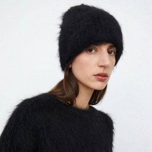 Шапка зимняя, вязаная, бини, альпака