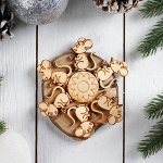 Подставка под горячее «Мышка с сыром», листочек, D=11 см, можжевельник