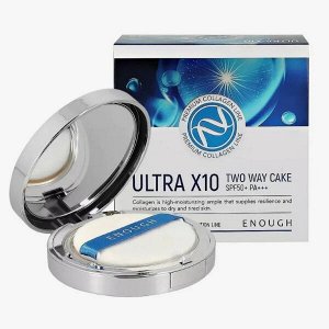 Пудра компактная с коллагеном ENOUGH TWO-WAY CAKE ULTRA X10 SPF50+/PA+++  №21 Beige ( натур. беж.)