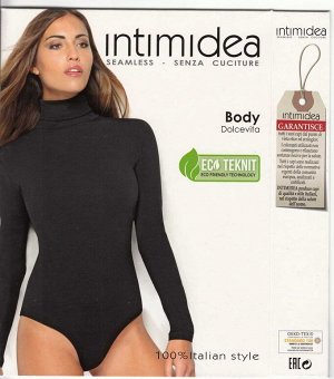 Intimidea BODY DOLCEVITA M/L, Боди из мягкой микрофибры с длинным рукавом и воротником "стойка" Функциональное и практичное, элегантное изделие. (NERO -черный) пр. Италия