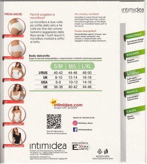 Intimidea BODY DOLCEVITA M/L, Боди из мягкой микрофибры с длинным рукавом и воротником "стойка" Функциональное и практичное, элегантное изделие. (NERO -черный) пр. Италия
