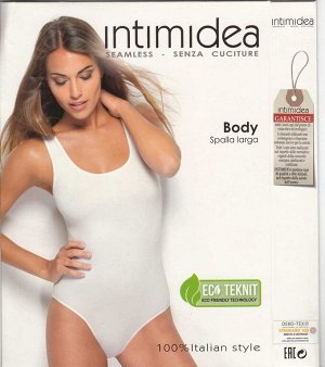 Intimidea BODY Spalla larga, Боди из мягкой микрофибры на широких лямочках с круглым вырезом. Комфорт для любого сезона, удобные крючки, устойчивость к стирке. (NERO-черный) пр. Италия.