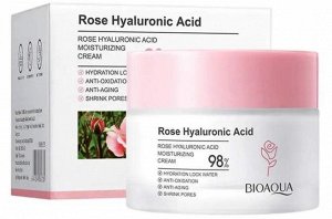 Крем для лица BIOAQUA Rose Hyaluronic Acid. 50гр. Cодержит экстракт Розы и гиалуроновую кислоту. Подавляет пигментацию, восстанавливает цвет лица. Интенсивное увлажнение, устранение сухости.
