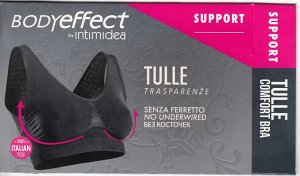 Intimidea BODYEFFECT Comfort bra TULLE ,ТОП из микрофибры на широких бретелях с поддерживающим эффектом. Элегантная прозрачная вставка с обратной стороны. (NERO -черный)