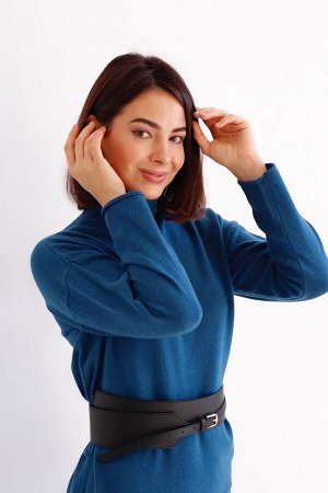 Платье вязаное синее
