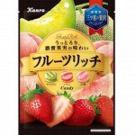 Kanro Fruits Rich карамель, ассорти 3 фруктовых вкуса, 70 гр., 1*8*6 шт. Арт-12451