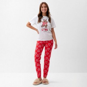 Пижама новогодняя женская (футболка и брюки) KAFTAN "Love" размер